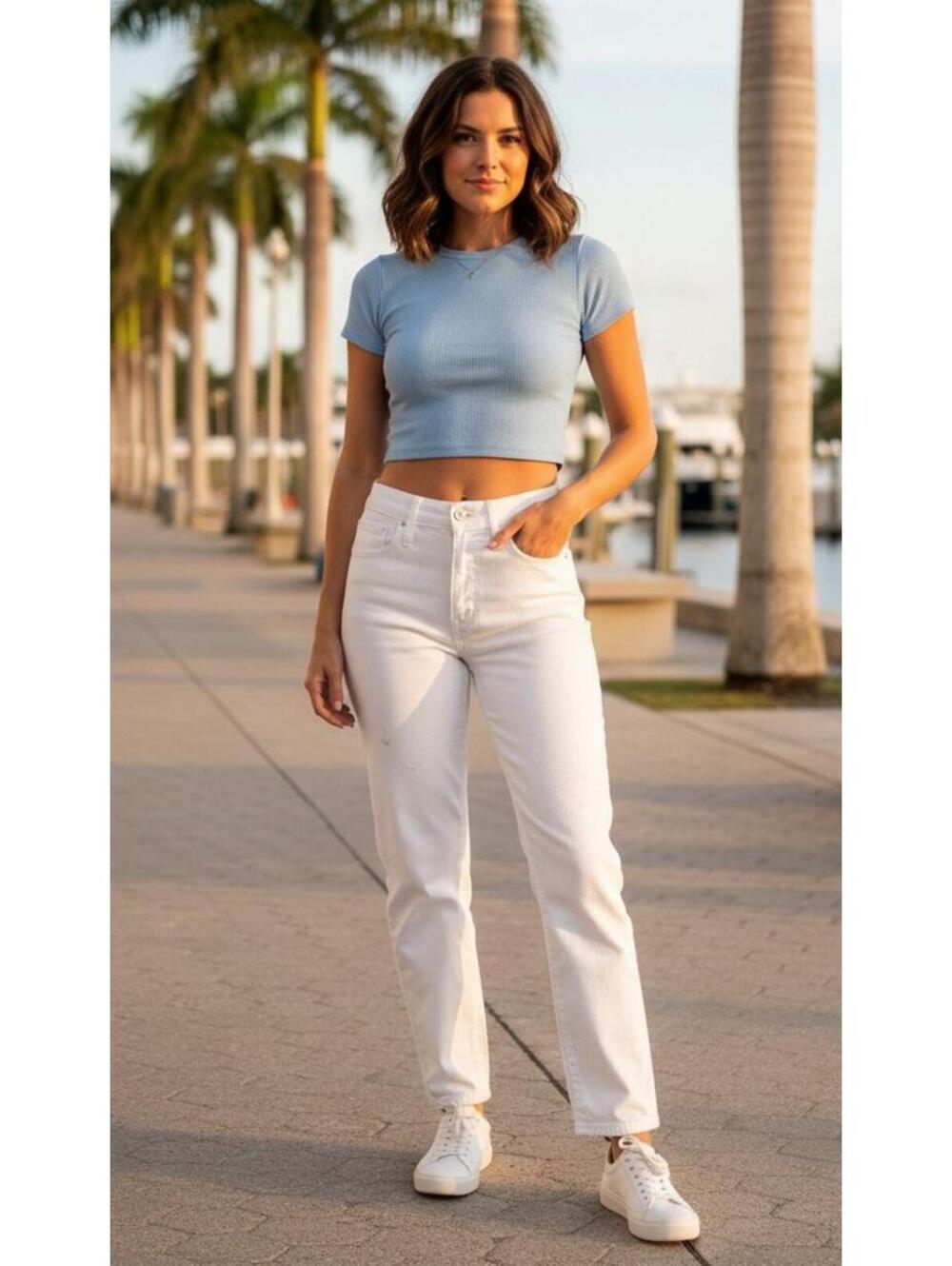 MOTHER High Waisted Hiker Hover Jeans 27 Totally Innocent White Slim Straight